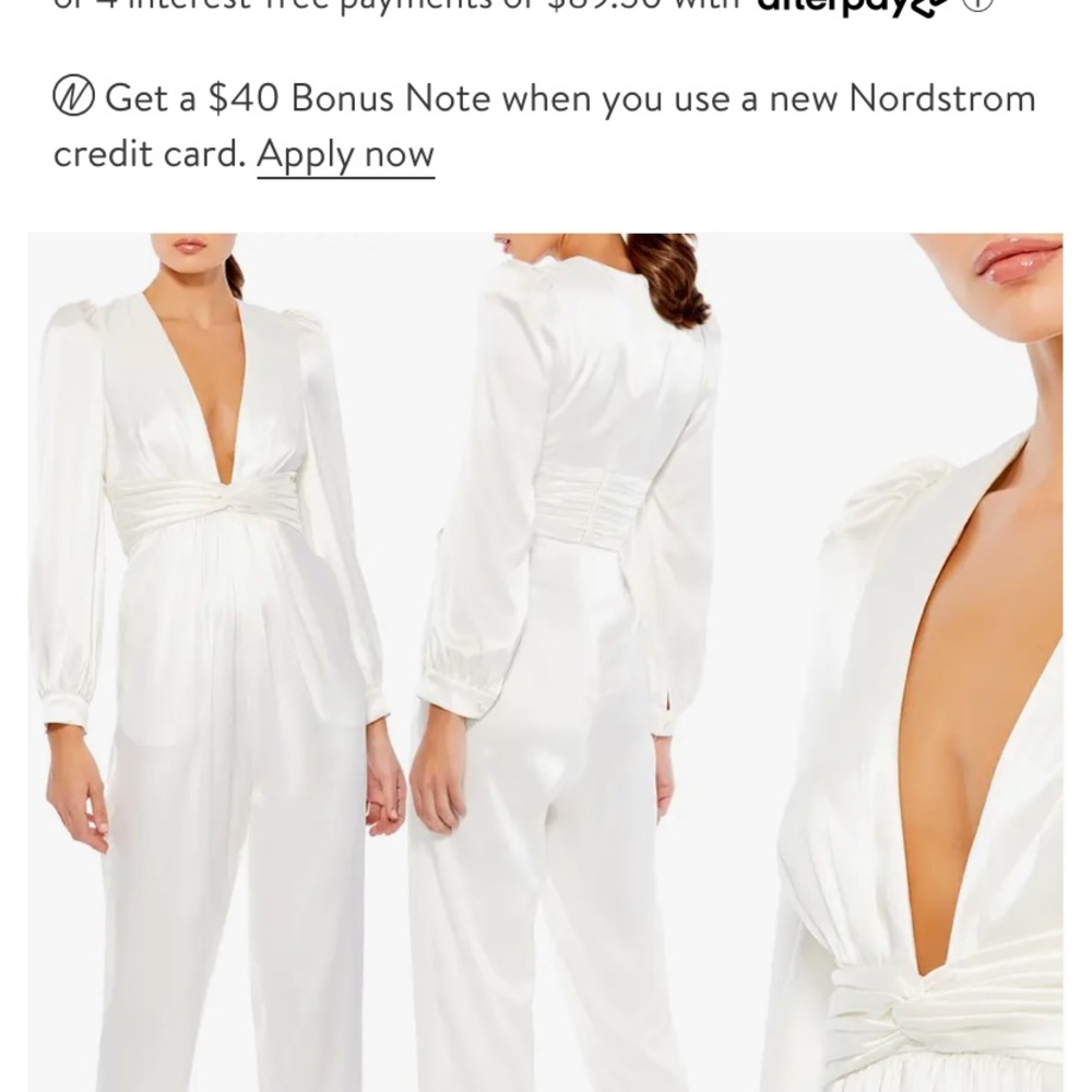 Plunge Neck Long Sleeve Satin Jumpsuit